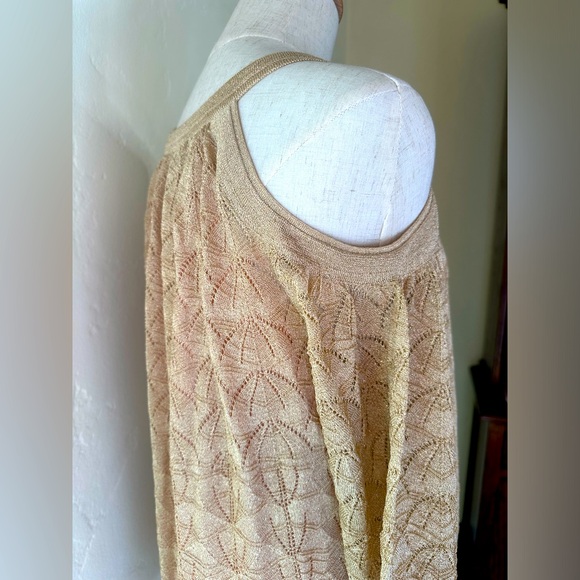 M Missoni gold lined knit pointelle cold shoulder top with lurex Size US 2 - Picture 2 of 10